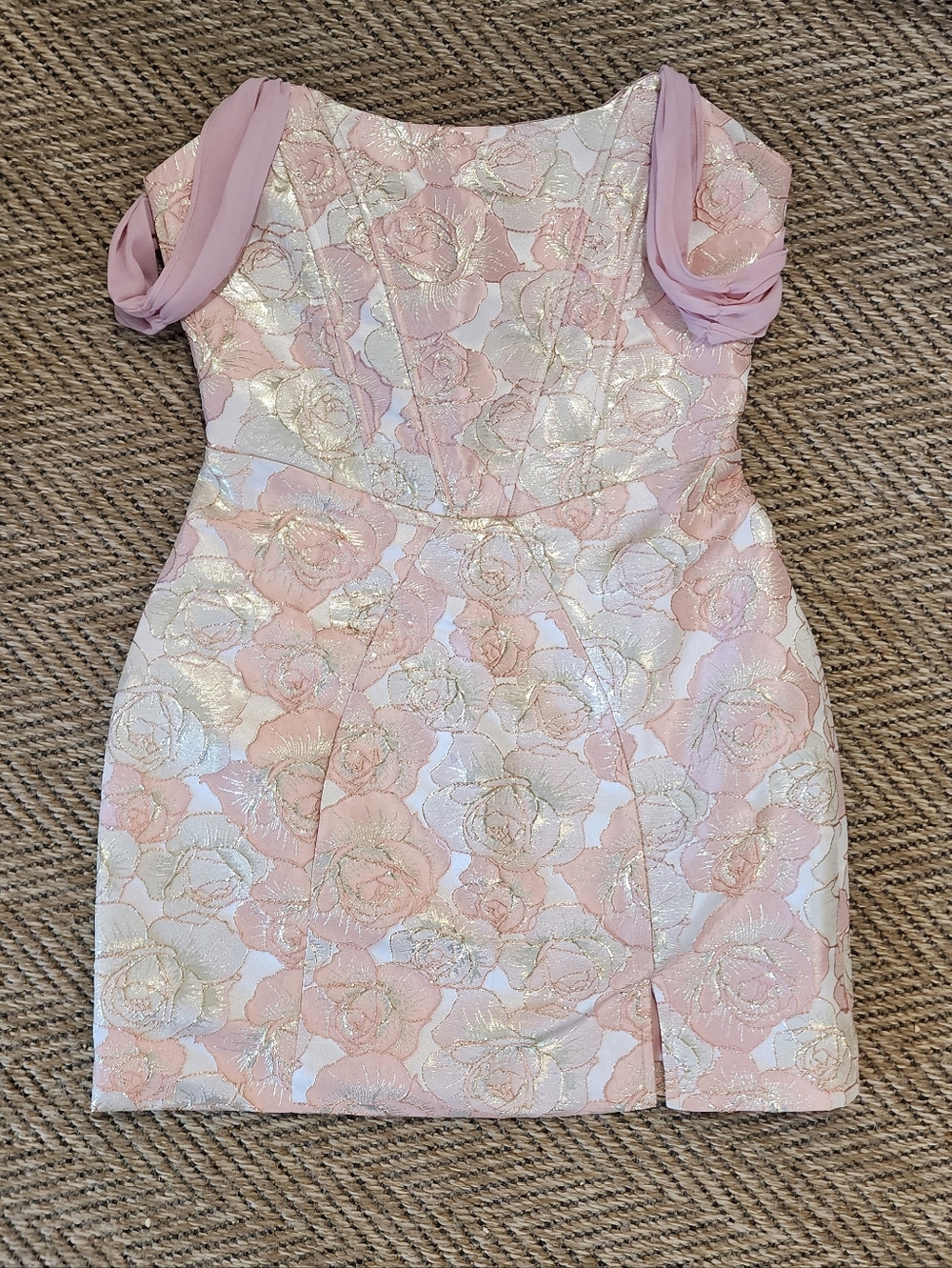 Pink And Rose Gold Bustier Mini Dress